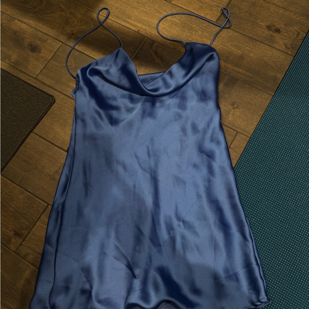 Zara Blue Satin Slip Dress